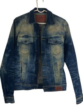 PRPS Denim Jacket Mens Small Paint Splatter Distressed Trucker Faded